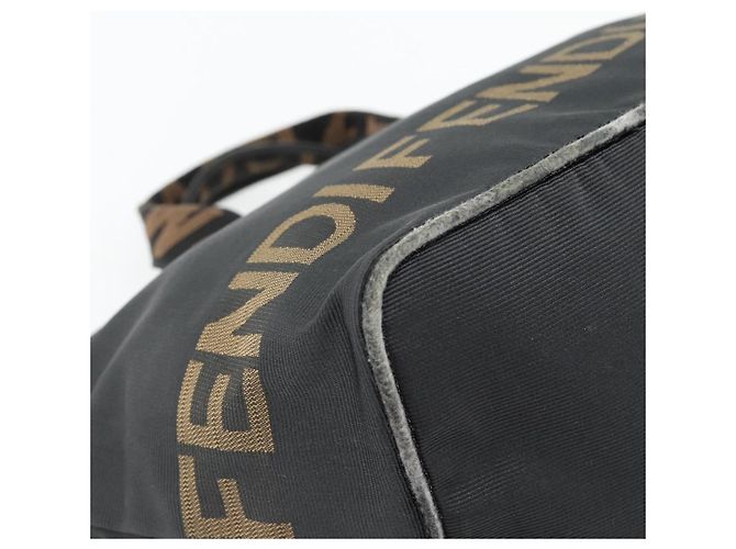 Borsa FENDI in nylon nero argento Auth bs35293 - vista 11