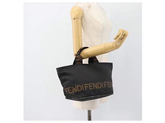 Borsa FENDI in nylon nero argento Auth bs35293 - vista 20