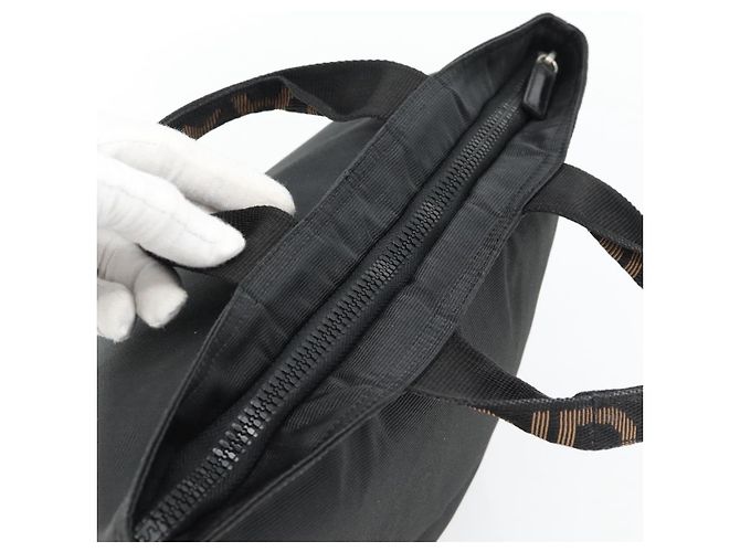 Borsa FENDI in nylon nero argento Auth bs35293 - vista 6