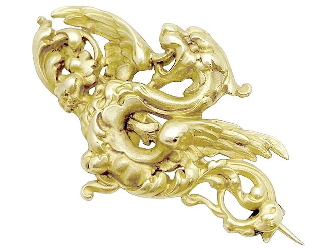 Autre Marque Chimäre-Brosche aus Gelbgold. - Ansicht 2