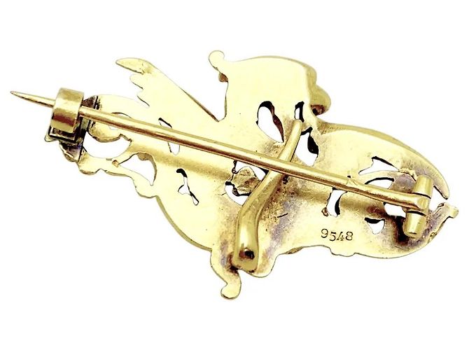 Autre Marque Chimäre-Brosche aus Gelbgold. - Ansicht 3