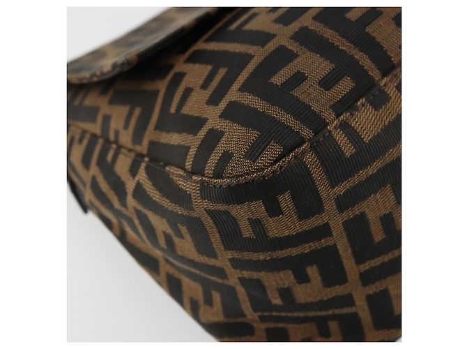 FENDI Zucca Canvas Mamma Baguette Borsa a Spalla Nero Marrone Auth 179826SAV - vista 11