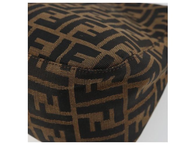 FENDI Zucca Canvas Mamma Baguette Borsa a Spalla Nero Marrone Auth 179826SAV - vista 12