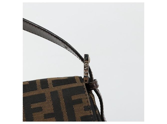 FENDI Zucca Canvas Mamma Baguette Borsa a Spalla Nero Marrone Auth 179826SAV - vista 14