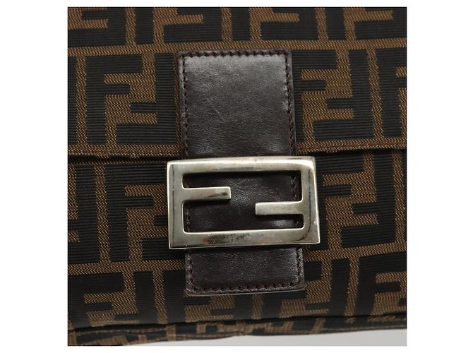 FENDI Zucca Canvas Mamma Baguette Borsa a Spalla Nero Marrone Auth 179826SAV - vista 15