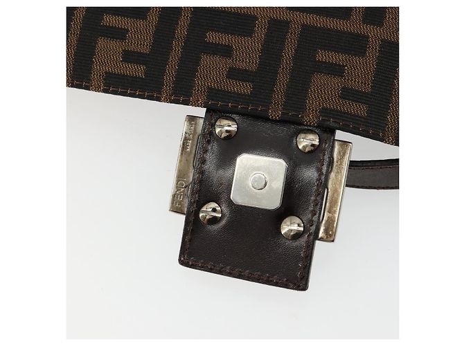 FENDI Zucca Canvas Mamma Baguette Borsa a Spalla Nero Marrone Auth 179826SAV - vista 17