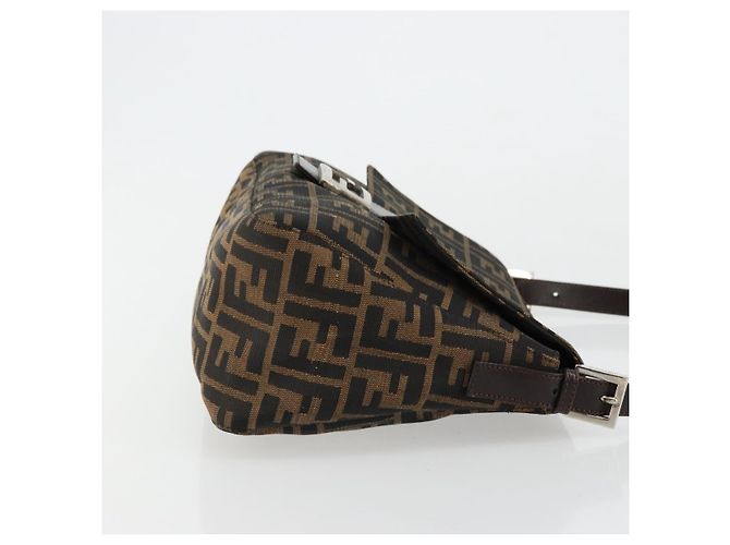 FENDI Zucca Canvas Mamma Baguette Borsa a Spalla Nero Marrone Auth 179826SAV - vista 4