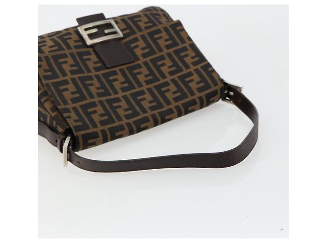 FENDI Zucca Canvas Mamma Baguette Borsa a Spalla Nero Marrone Auth 179826SAV - vista 7