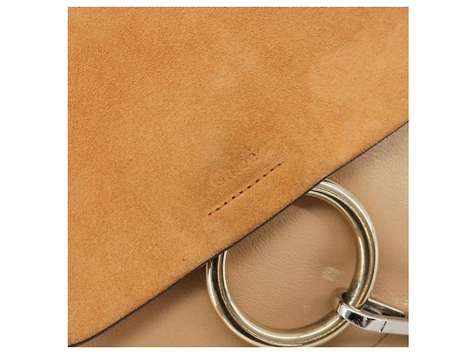 Chloé Zaino Chloe Fay Suede Beige Gold Auth BA12922 D'oro - vista 16