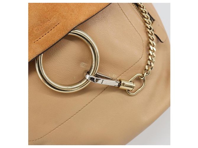 Chloé Zaino Chloe Fay Suede Beige Gold Auth BA12922 D'oro - vista 17