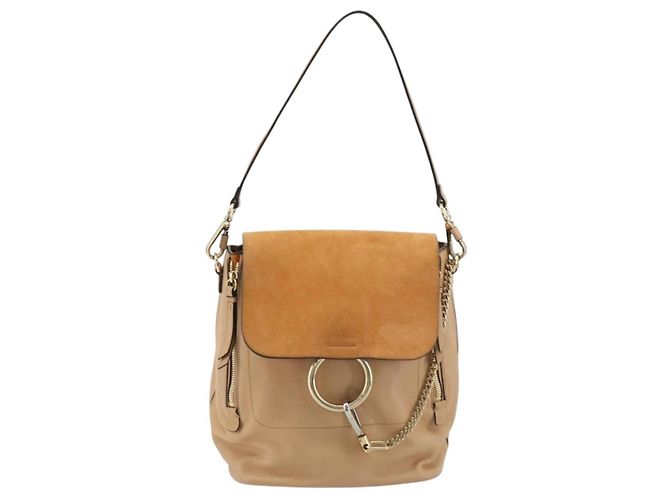 Chloé Zaino Chloe Fay Suede Beige Gold Auth BA12922 D'oro - vista 2