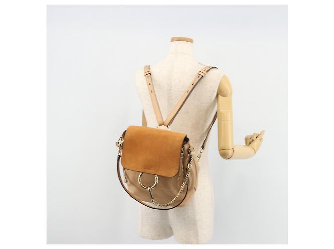 Chloé Zaino Chloe Fay Suede Beige Gold Auth BA12922 D'oro - vista 26