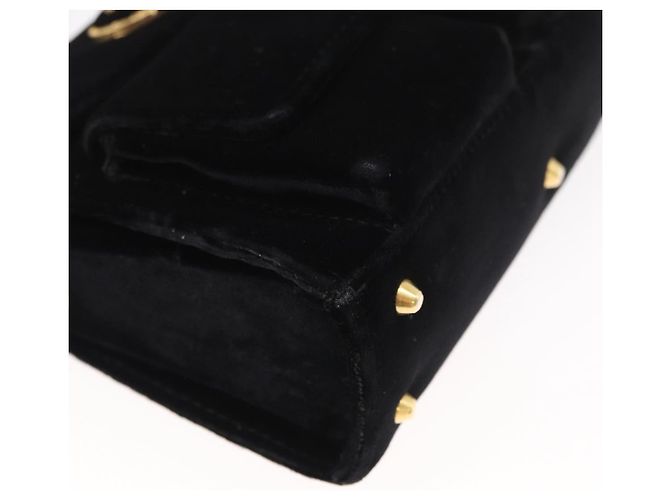 Borsa a Spalla Gianni Versace Velluto Nero Oro Auth BA12750A D'oro - vista 10