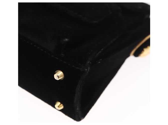 Borsa a Spalla Gianni Versace Velluto Nero Oro Auth BA12750A D'oro - vista 11