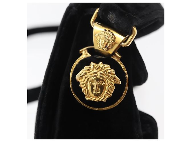 Borsa a Spalla Gianni Versace Velluto Nero Oro Auth BA12750A D'oro - vista 14