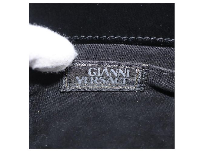 Borsa a Spalla Gianni Versace Velluto Nero Oro Auth BA12750A D'oro - vista 17