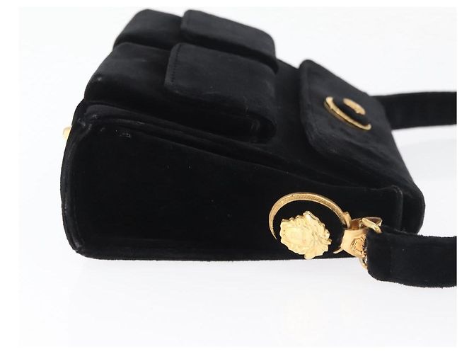 Borsa a Spalla Gianni Versace Velluto Nero Oro Auth BA12750A D'oro - vista 4