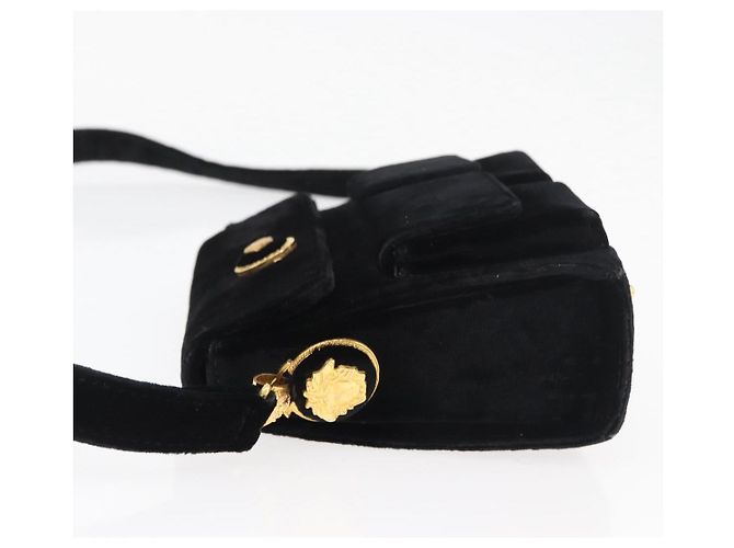 Borsa a Spalla Gianni Versace Velluto Nero Oro Auth BA12750A D'oro - vista 5