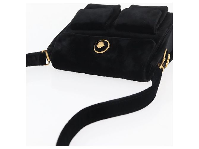Borsa a Spalla Gianni Versace Velluto Nero Oro Auth BA12750A D'oro - vista 6