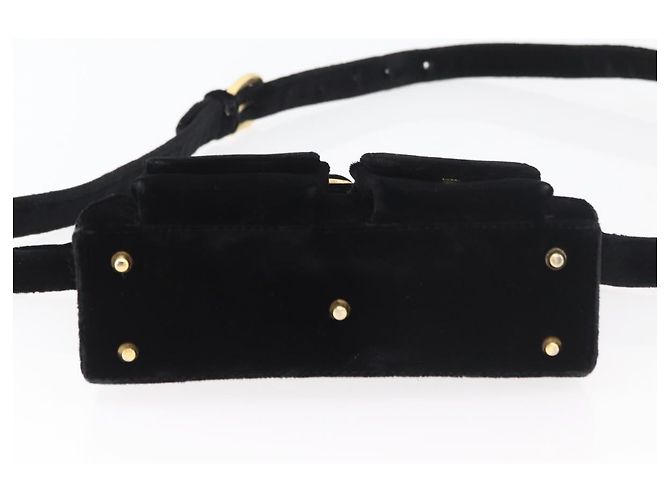 Borsa a Spalla Gianni Versace Velluto Nero Oro Auth BA12750A D'oro - vista 9