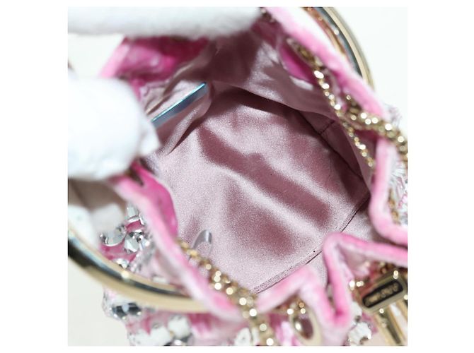Borsa a Spalla Jimmy Choo Chain Bonbon Velluto 2way Rosa Oro Auth 179776SAM D'oro - vista 19