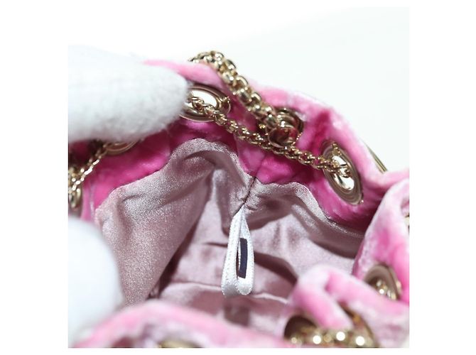 Borsa a Spalla Jimmy Choo Chain Bonbon Velluto 2way Rosa Oro Auth 179776SAM D'oro - vista 21