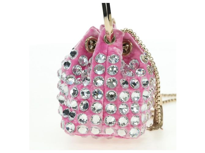 Borsa a Spalla Jimmy Choo Chain Bonbon Velluto 2way Rosa Oro Auth 179776SAM D'oro - vista 5