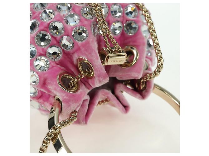 Borsa a Spalla Jimmy Choo Chain Bonbon Velluto 2way Rosa Oro Auth 179776SAM D'oro - vista 6