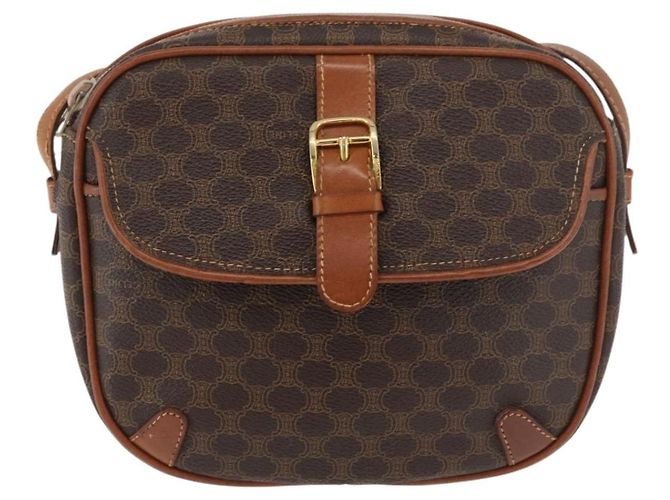 Céline Borsa a tracolla CELINE Macadam Canvas PVC Pelle Marrone Oro Auth bs35244 D'oro - vista 2