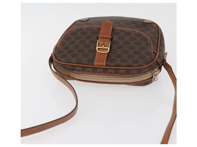 Céline Borsa a tracolla CELINE Macadam Canvas PVC Pelle Marrone Oro Auth bs35244 D'oro - vista 6