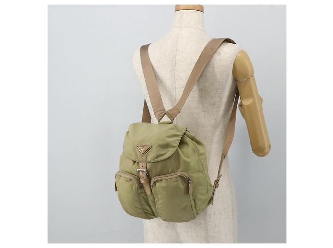 Zaino PRADA Nylon Khaki Silver Auth bs35144 Argento Cachi - vista 25