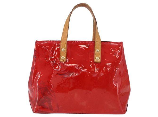 LOUIS VUITTON Monogram Vernis Reade PM Hand Bag Red Rouge M91088 LV Auth 181345 Rosso - vista 13