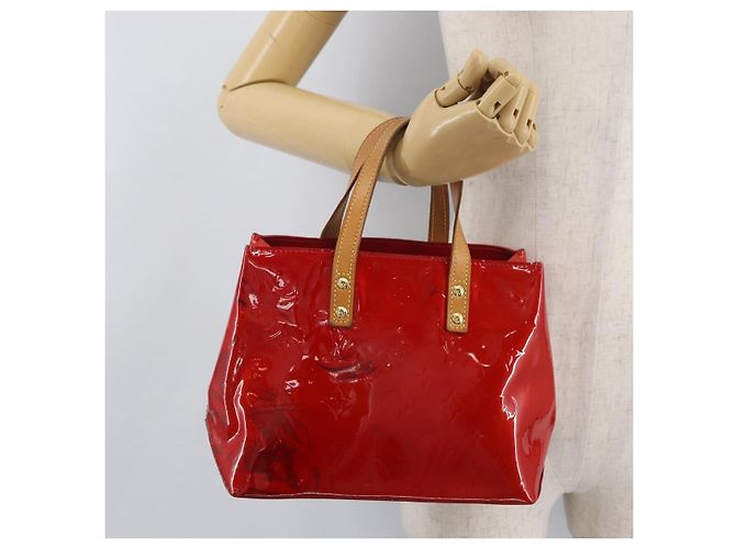 LOUIS VUITTON Monogram Vernis Reade PM Hand Bag Red Rouge M91088 LV Auth 181345 Rosso - vista 22