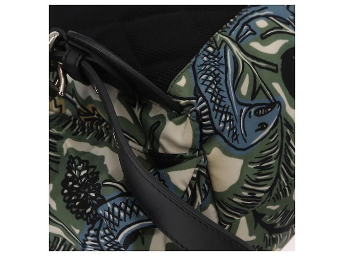 Zaino BURBERRY Nylon Verde Argento Auth 181165A - vista 14