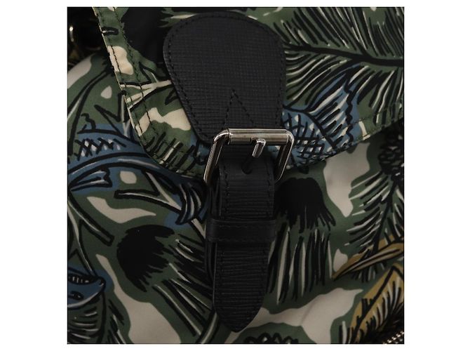 Zaino BURBERRY Nylon Verde Argento Auth 181165A - vista 16