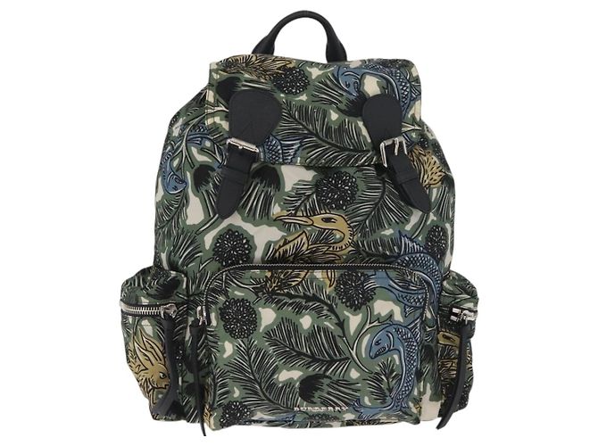 Zaino BURBERRY Nylon Verde Argento Auth 181165A - vista 2