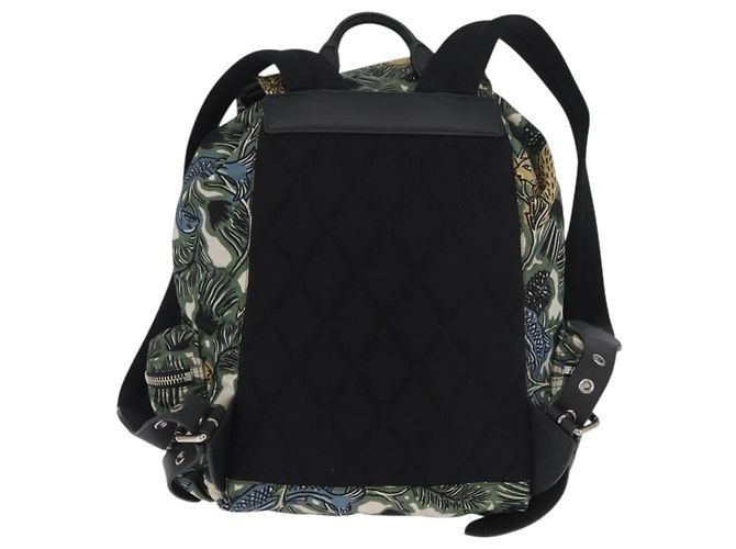 Zaino BURBERRY Nylon Verde Argento Auth 181165A - vista 3