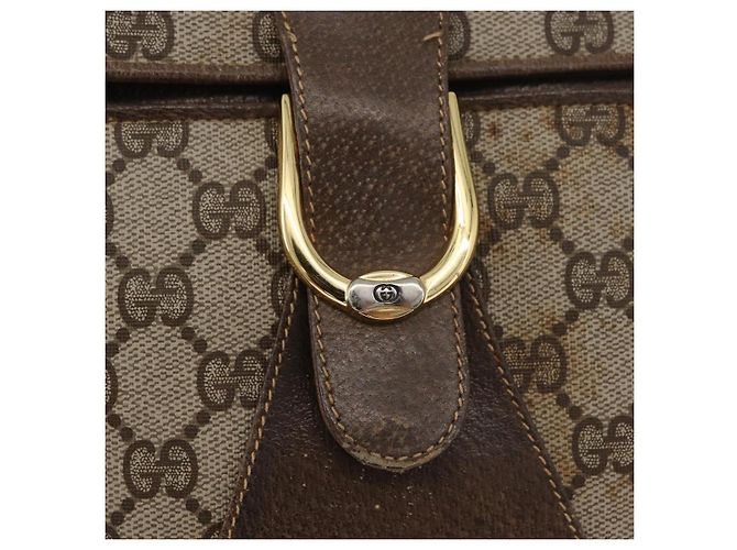 Borsa a Spalla GUCCI GG Supreme PVC Beige Oro Auth 179384 D'oro - vista 16