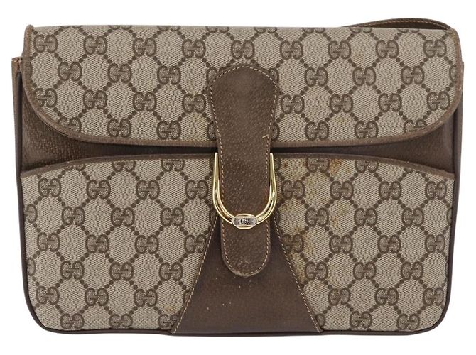 Borsa a Spalla GUCCI GG Supreme PVC Beige Oro Auth 179384 D'oro - vista 2
