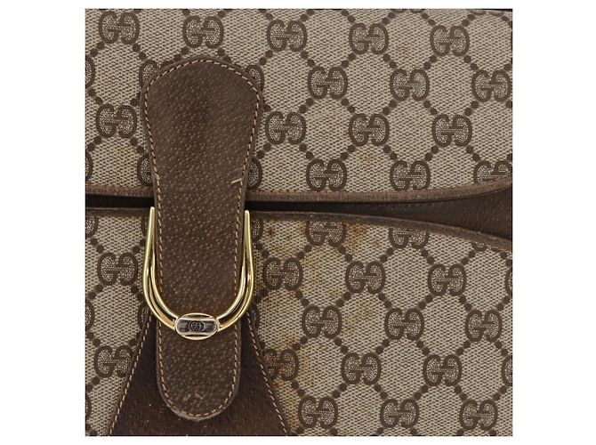 Borsa a Spalla GUCCI GG Supreme PVC Beige Oro Auth 179384 D'oro - vista 3