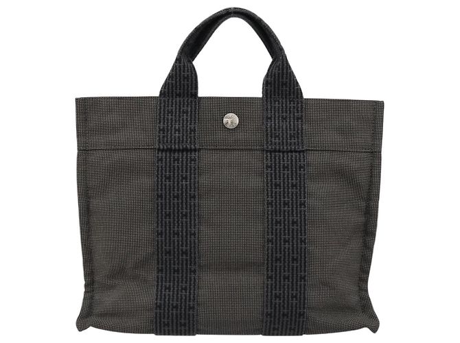 Hermès HERMES Her Line PM Handtasche Canvas Grau Silber Auth 179760A Braun - Ansicht 3