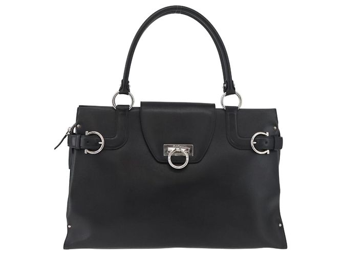 Borsa Salvatore Ferragamo Gancini in pelle nera argento Auth BA12902 Nero - vista 2