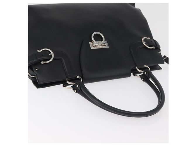 Borsa Salvatore Ferragamo Gancini in pelle nera argento Auth BA12902 Nero - vista 6