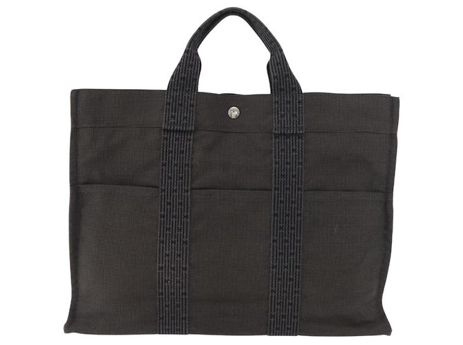 Hermès HERMES Her Line Tote Tragetasche Canvas Grau Silber Auth BA12645 Braun - Ansicht 2