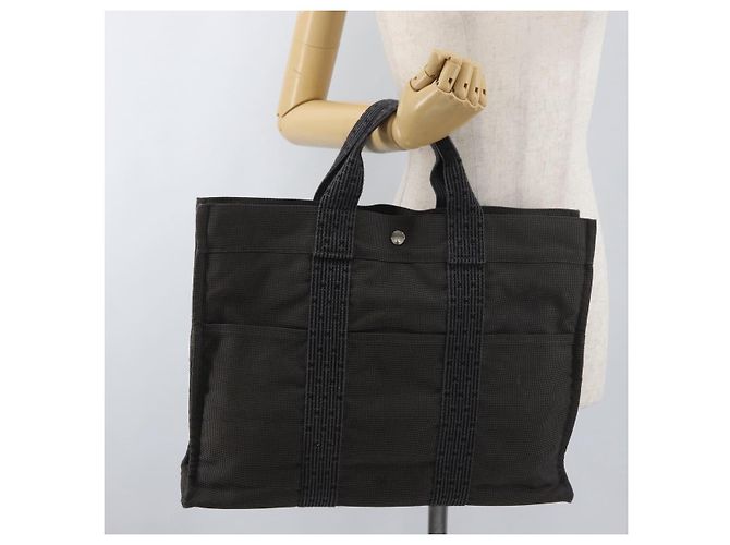 Hermès HERMES Her Line Tote Tragetasche Canvas Grau Silber Auth BA12645 Braun - Ansicht 21