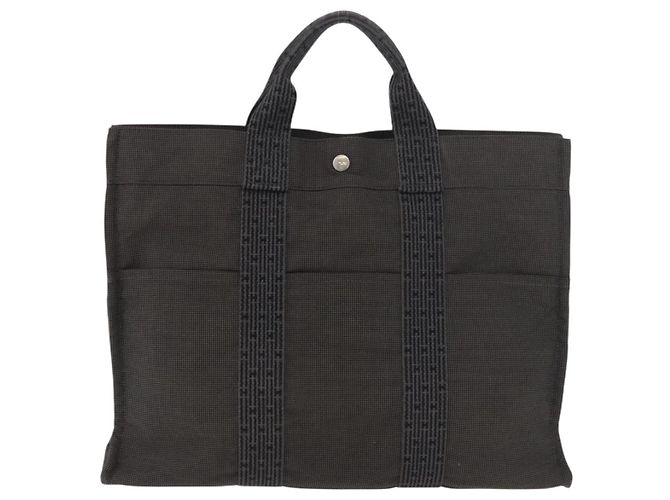 Hermès HERMES Her Line Tote Tragetasche Canvas Grau Silber Auth BA12645 Braun - Ansicht 3