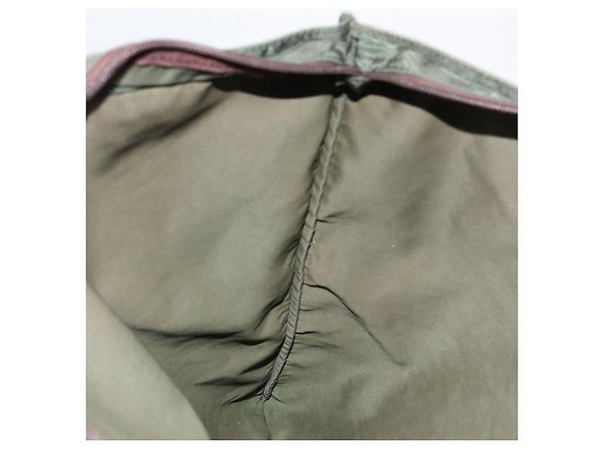 Borsa Tote PRADA Nylon Khaki Silver Auth 179851 Argento Cachi - vista 19