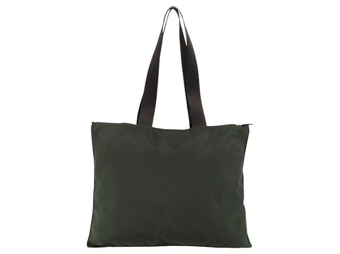 Borsa Tote PRADA Nylon Khaki Silver Auth 179851 Argento Cachi - vista 3
