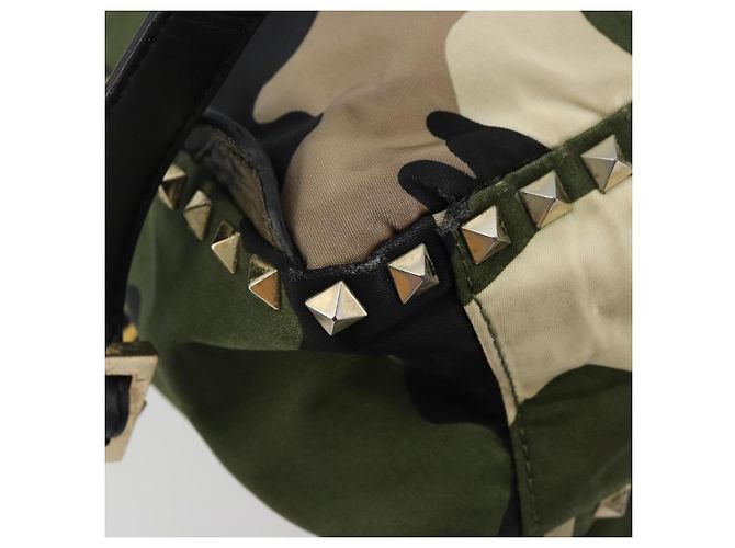 Zaino VALENTINO Studs Camouflage Nylon Khaki Gold Auth bs35140 D'oro Cachi - vista 18