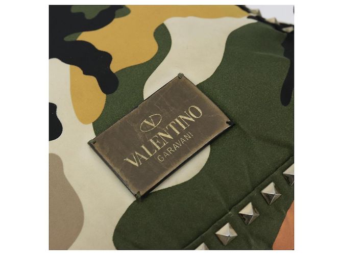 Zaino VALENTINO Studs Camouflage Nylon Khaki Gold Auth bs35140 D'oro Cachi - vista 19